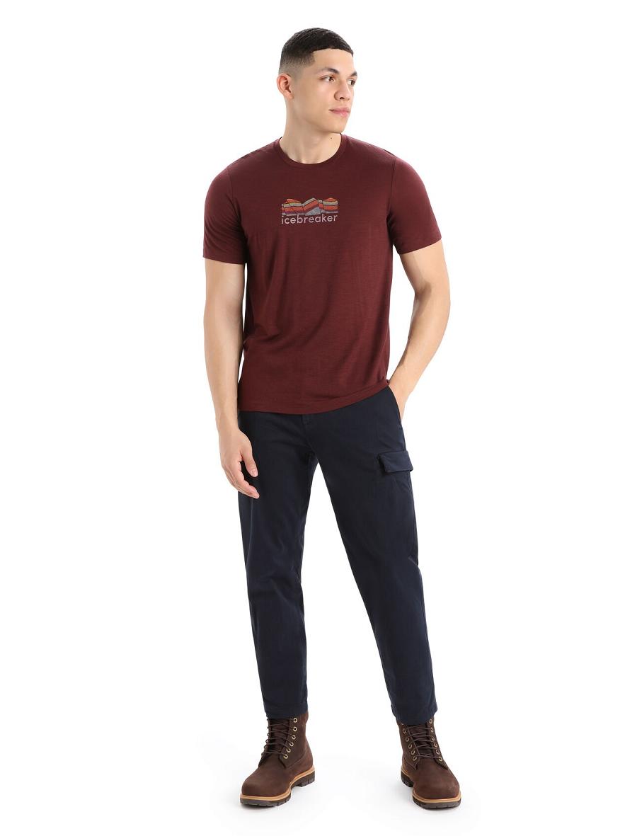 Espresso Icebreaker Merino Tech Lite II Short Sleeve Mountain Geology Men's T Shirts | AU 1183EBCX